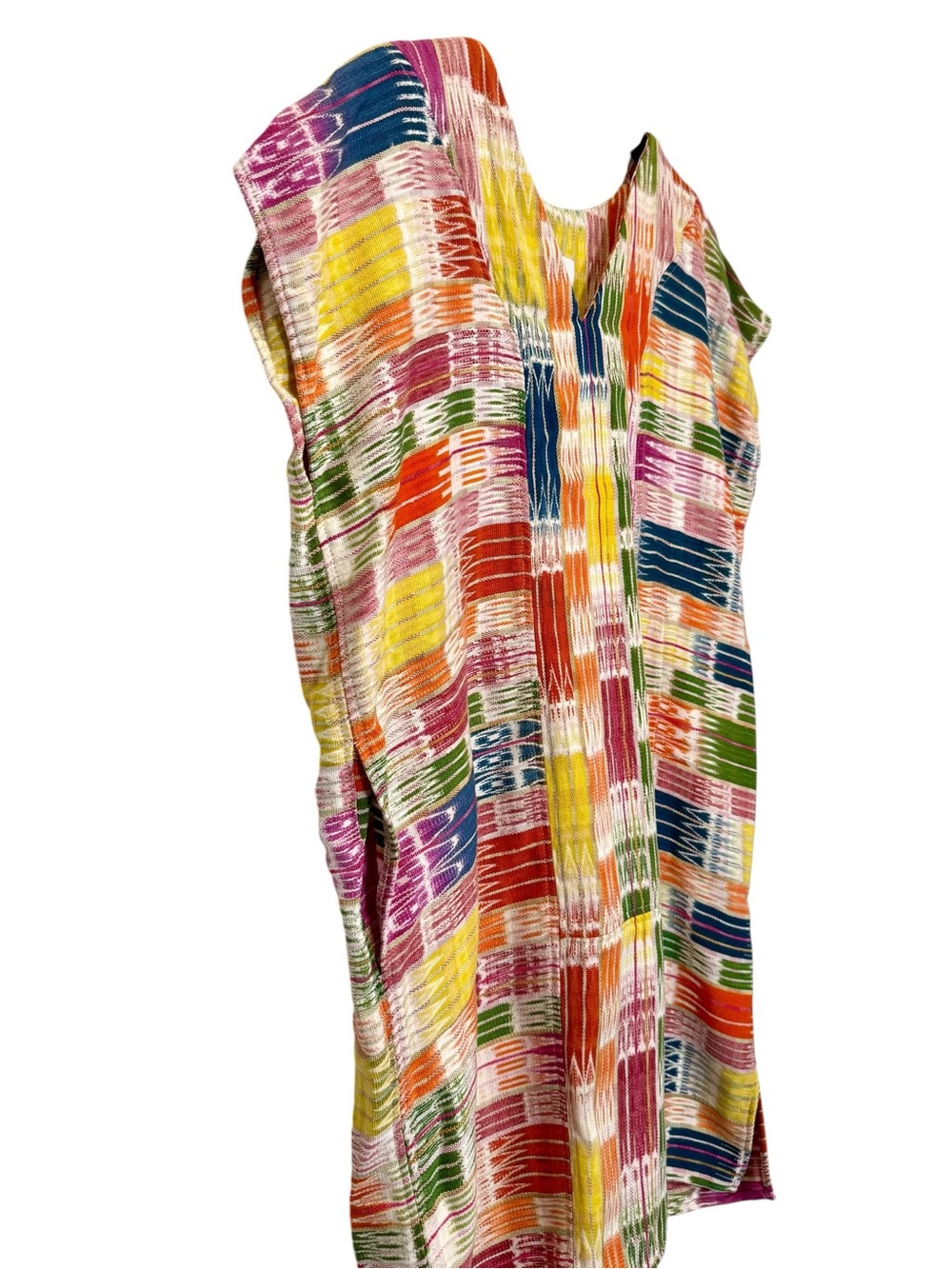 Arloom Size M/L Handwoven Vintage Textile Lola Kaftan Mini Dress With Pockets - Picture 3 of 7